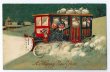 画像1: Postcard　New Year お金を運ぶ車　1910年 (1)