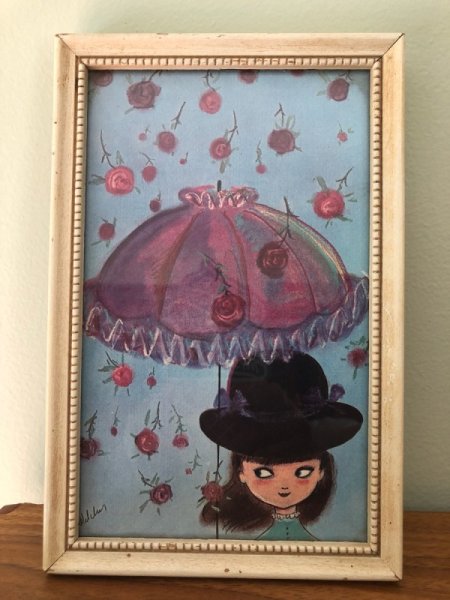 画像1: Vintage Picture Frame　ビンテージ　フレーム画　「バラのお花の雨」 Rosalind Welcher ロザリンド・ウェルチャー (1)