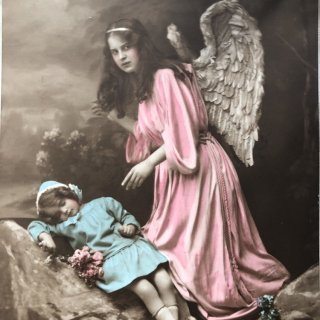 old vintage ❀ angel ピンクのシフォンスカートの 天使さん-