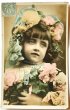 画像1: Postcard　アンティークポストカード　薔薇のお花と女の子　写真　フランス1906年 (1)