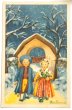 画像1: Postcard  アンティークポストカード　クリスマス　新年祝い　子ども達　1930年代　スウェーデン (1)