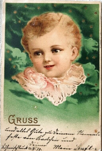 画像1: Postcard　アンティークポストカード  微笑む赤ちゃん　ドイツ　バイエルン　1899年 (1)