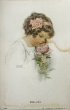画像1: Postcard　アンティークポストカード　薔薇のお花と女の子　Bessie Pease Gutmann　（未使用） (1)