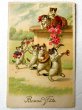 画像1: Postcard　アンティークポストカード　子猫の音楽隊　薔薇　トランペット　マンドリン　ダンス　Wally Fialkowska ベルギー1936年 (1)