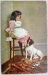 画像1: Postcard　アンティークポストカード  反省中の女の子と犬　アメリカ1913年 (1)