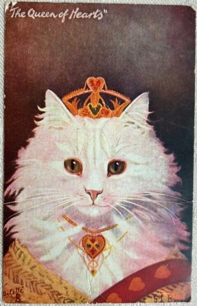 画像1: Postcard  　アンティークポストカード　ハートの女王　白猫　The Queen of Hearts マザーグース　不思議の国のアリス　G.L.Barnes (1)