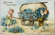 画像1: Postcard　アンティークポストカード　忘れな草のお花を運ぶ子どもたち　1909年 (1)
