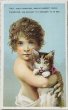 画像1: Vintage trade card  アンティークトレードカード　猫を抱く女の子　James Pyle, New York (1)