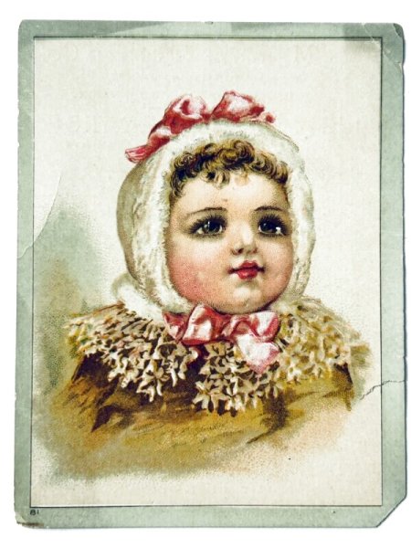 画像1: Vintage trade card  アンティークトレードカード　女の子の赤ちゃん　F.Brundage ? (1)