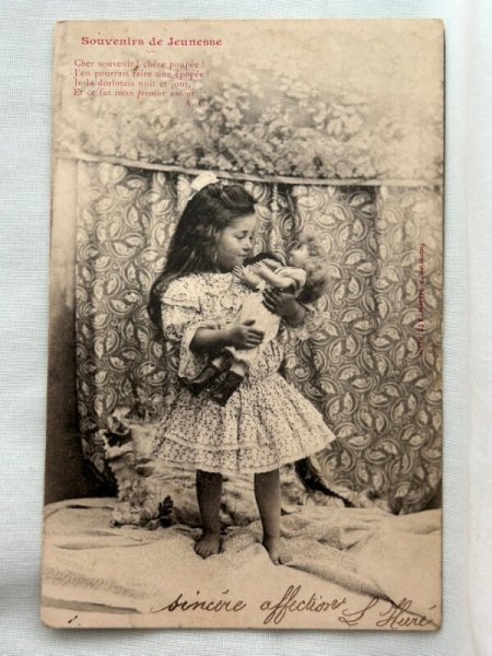 画像1: Postcard    アンティークポストカード　女の子とお人形　フランス　1904年 (1)