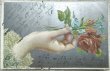 画像1: Postcard 　アンティークポストカード　お花と手　薔薇　忘れな草 (1)