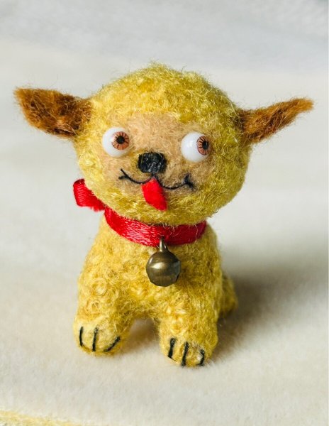 画像1: Vintage style Handmade miniature toy ハンドメイド　アンティーク風ミニチュア　アートドール　タビー犬　ゴールデン　Tubby Dog (1)