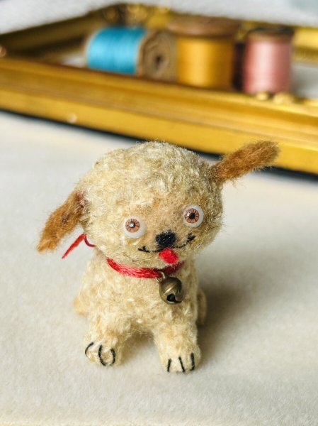 画像1: Vintage style Handmade miniature toy ハンドメイド　アンティーク風ミニチュアトイ　タビー犬　茶色　Tubby Dog (1)