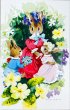 画像1: Postcard　ビンテージポストカード　イースター 　帽子とうさぎの家族　Easter Bonnet by Peggy Burton　（未使用） (1)