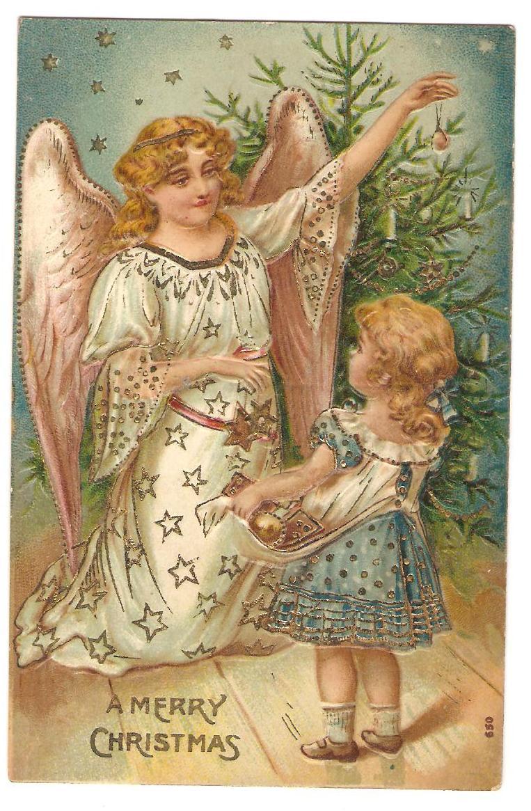 クリスマス 天使と女の子 Snowdrop Postcards アンティークカード専門店